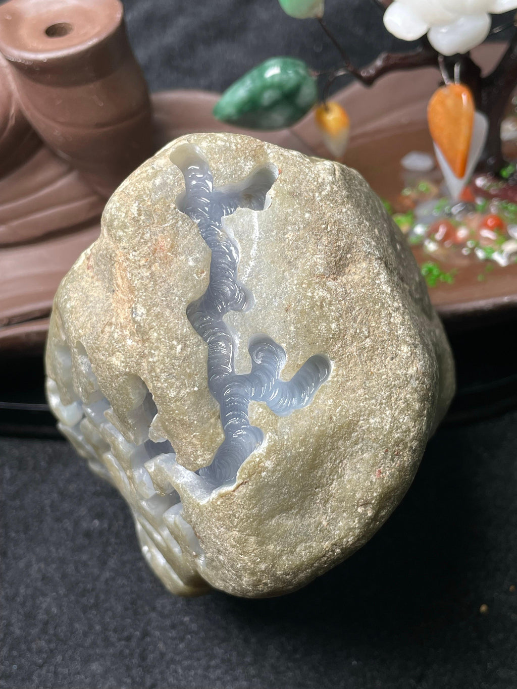 后江开窗紫罗兰牌子挂件料（yc493917）
