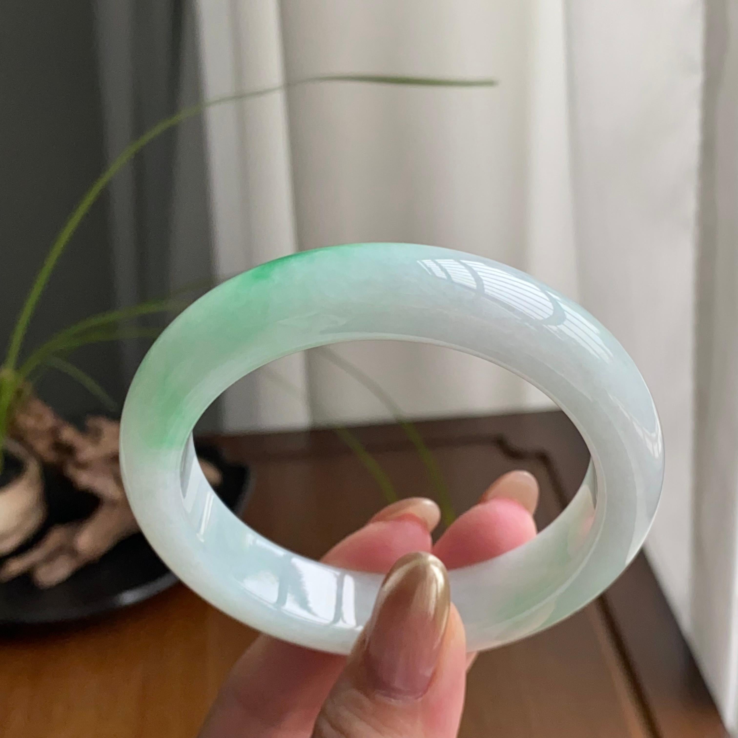 细糯种白底青平安镯（55圈）（yc259456）