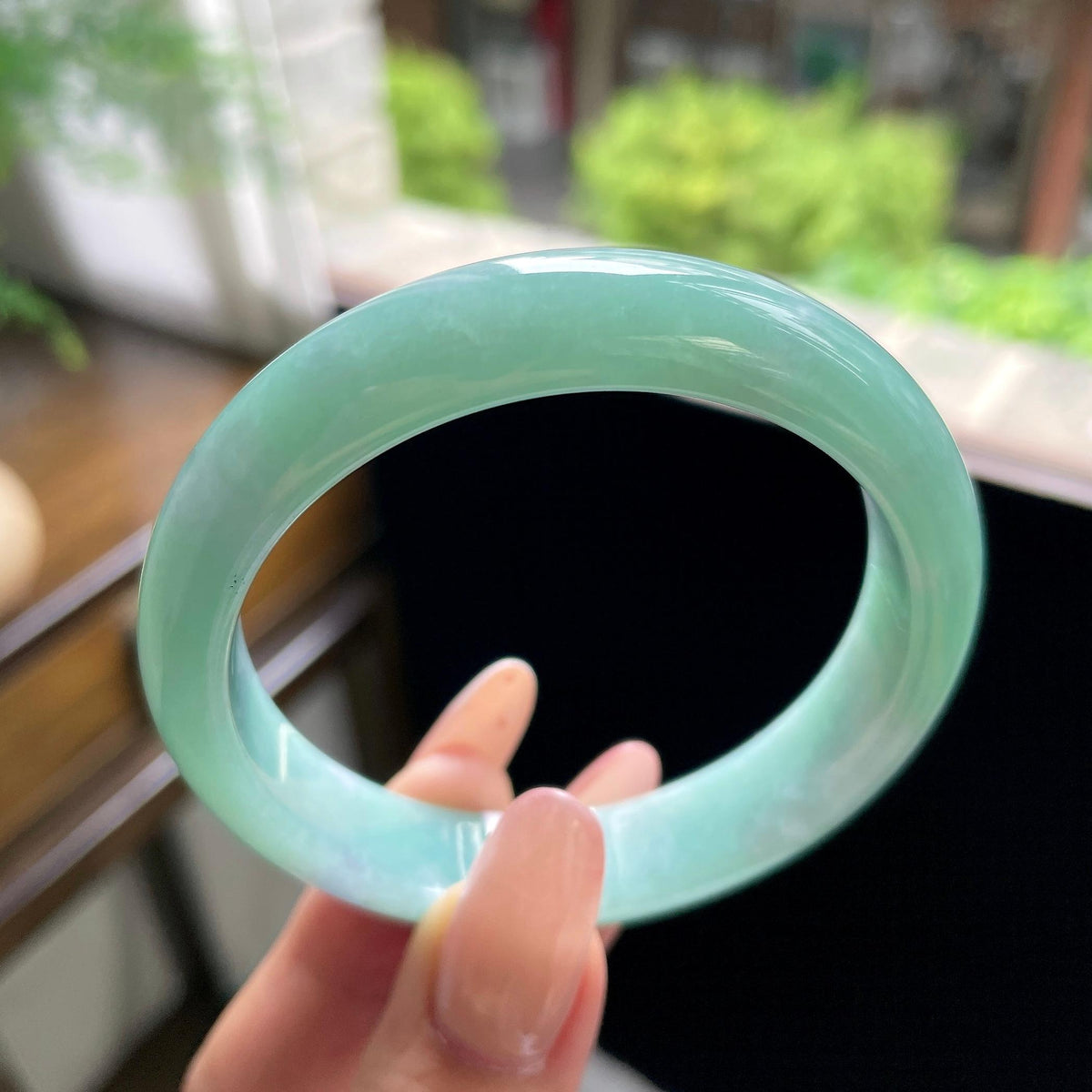 细糯种果绿正圈平安镯 56圈（yc709481）