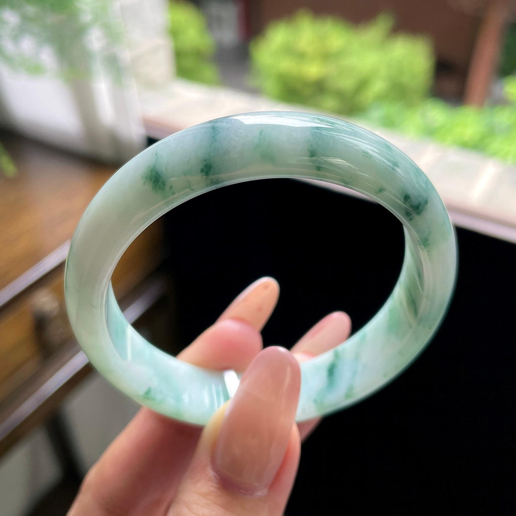 秒杀 细糯种绿飘花正圈平安镯 54圈（yc709455）