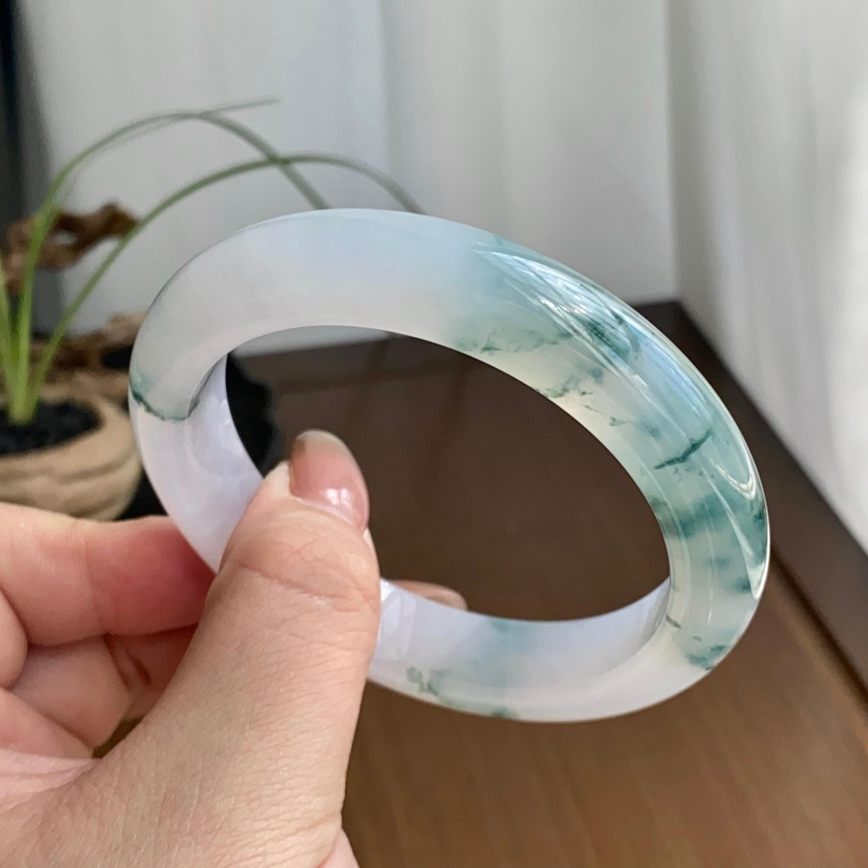 糯冰种飘花平安镯（56圈）（yc258950）