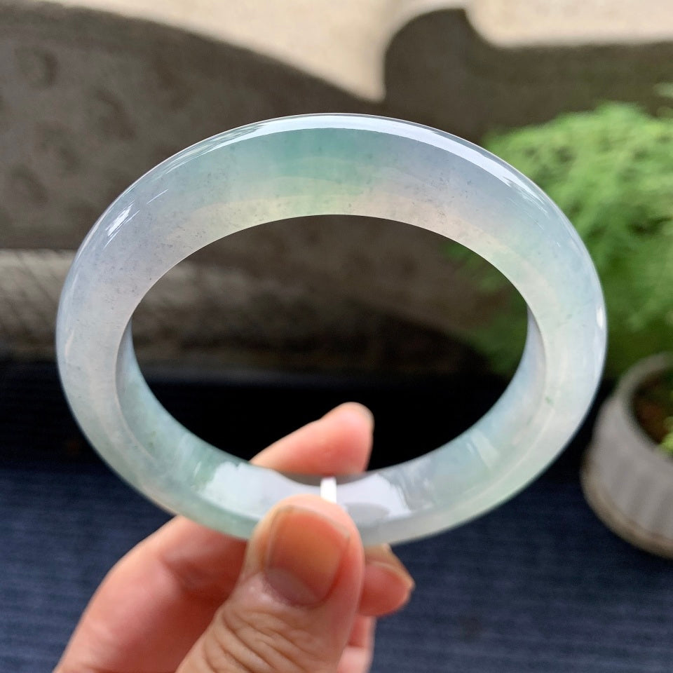 糯冰种飘花平安镯（58.3mm）（yc093391）