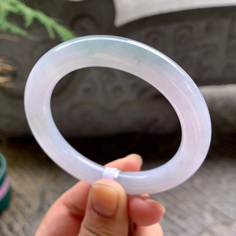 糯化淡粉底晴水圆条手镯（53.5mm）（yc016973）
