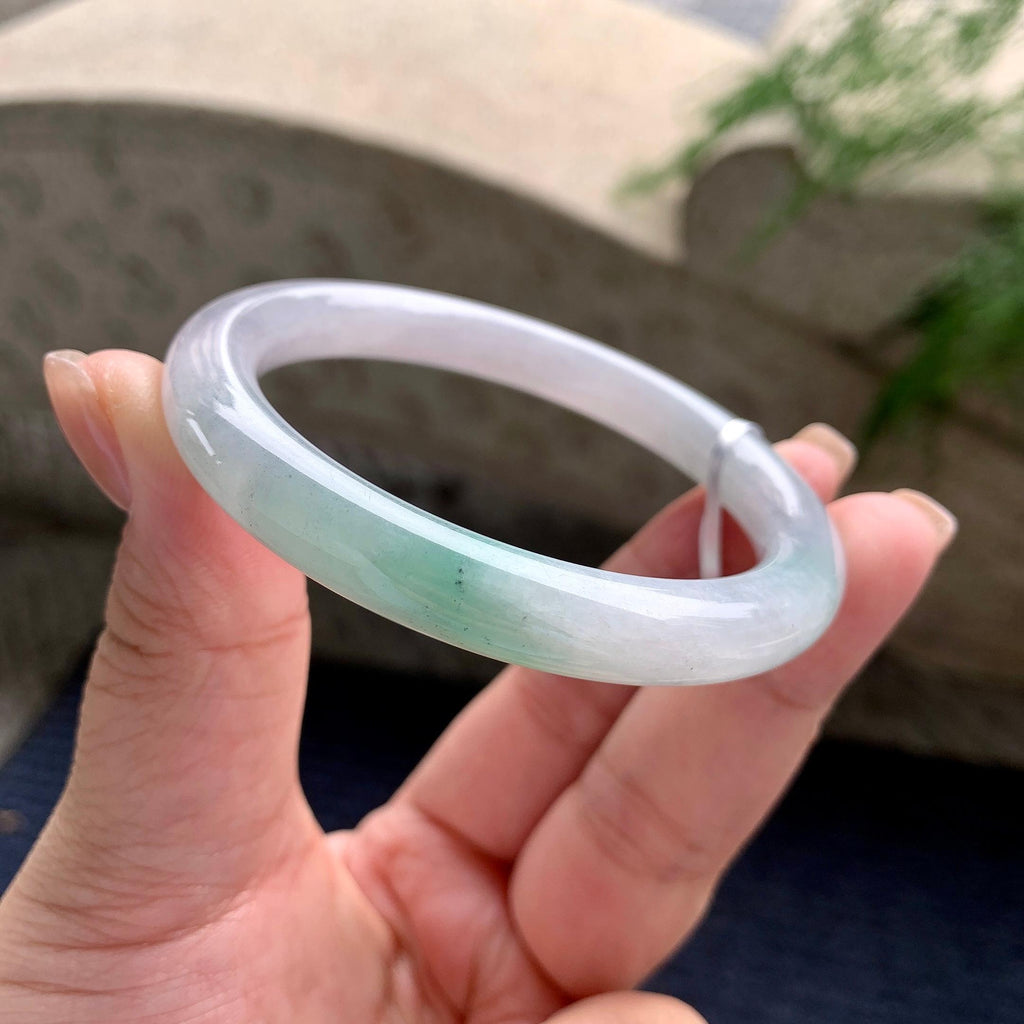 细糯种飘绿花圆条手镯 55圈口（yc711307）