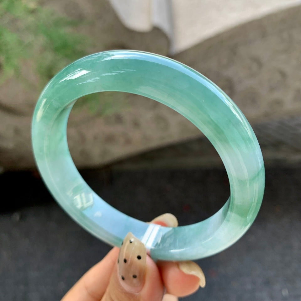 糯冰蓝水翡翠平安镯（58.8mm）（yc029102）
