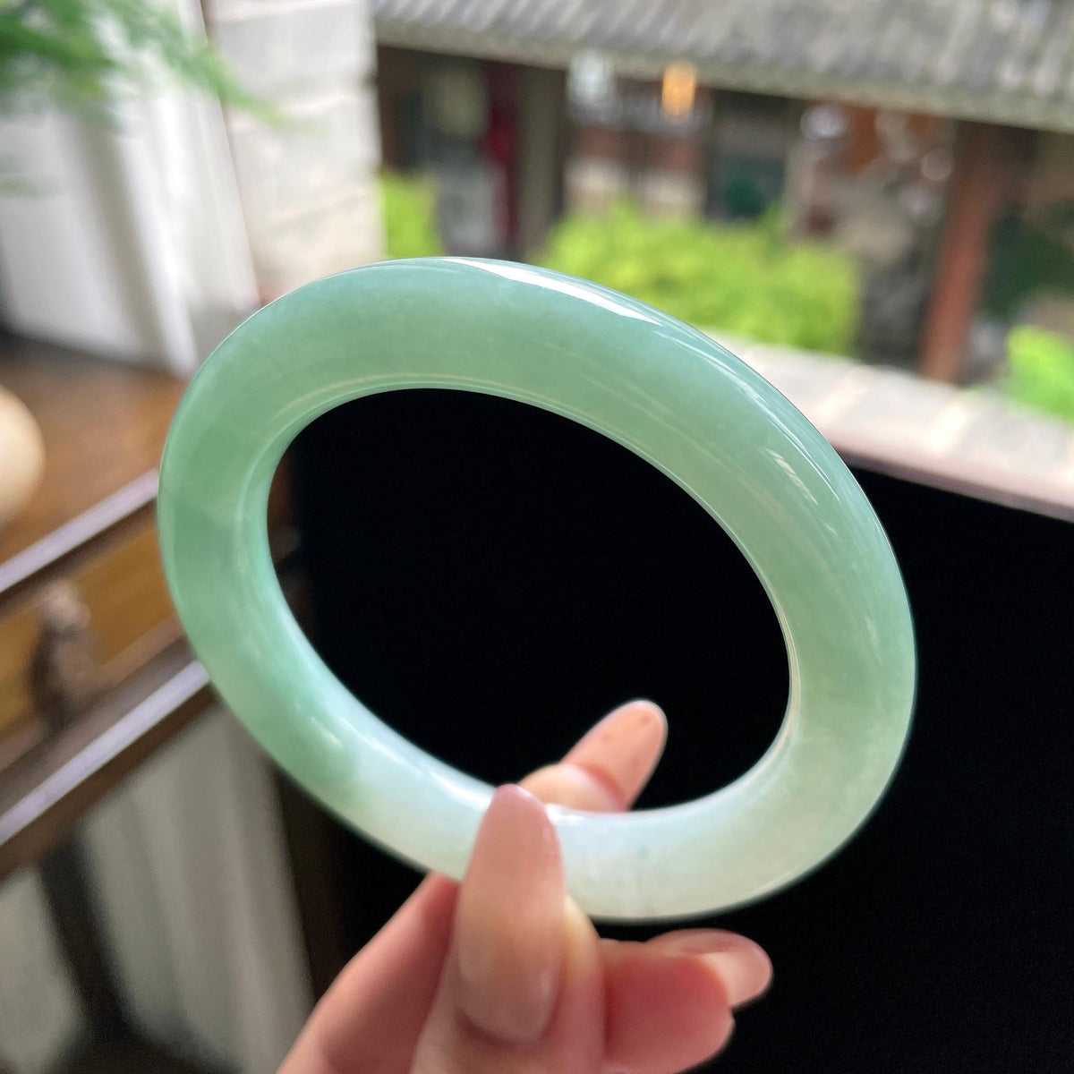 细糯种甜果绿半山水圆条 54.3圈 天然缅甸A货翡翠（yc696438）
