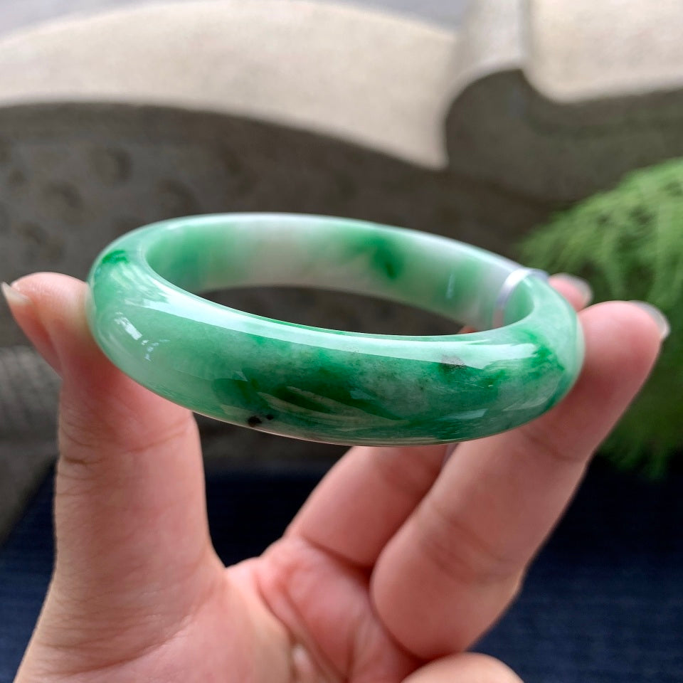糯种飘绿平安镯（57mm）（yc089964）