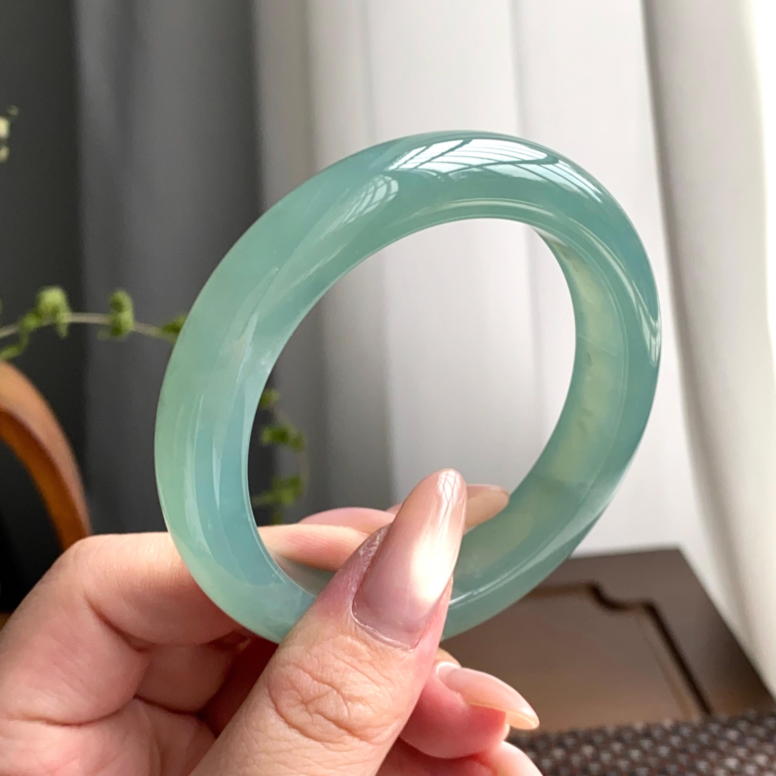 冰种湖水绿平安镯（55圈）（yc247614）