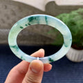 糯冰种飘蓝花圆条手镯（52mm）（yc080286）