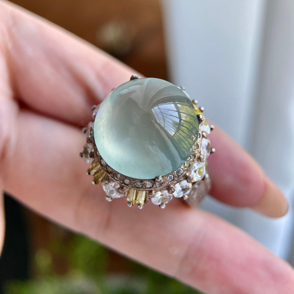 冰种正圆白月光戒面裸石（yc234334）