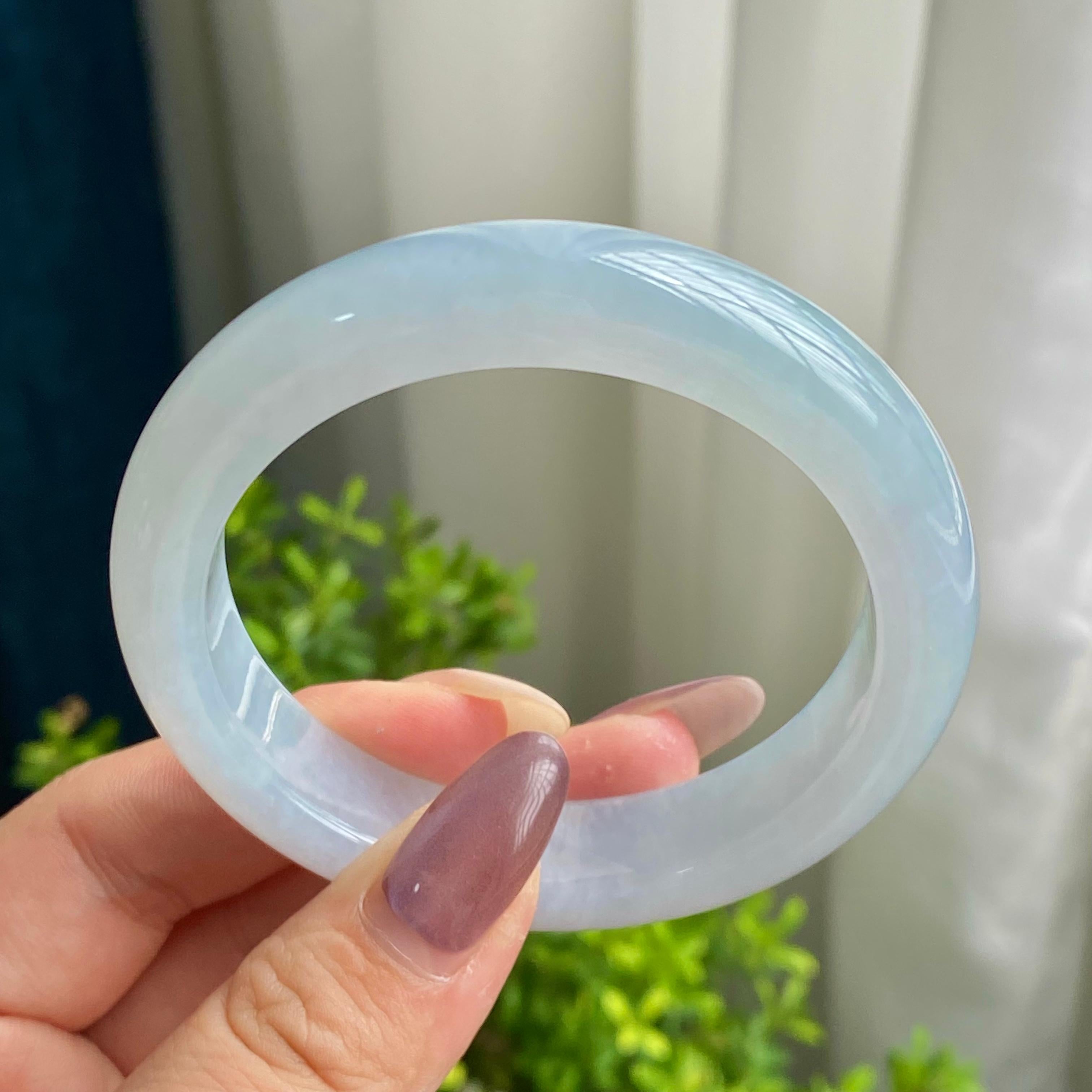 糯冰种天空蓝平安镯（54圈）（yc200590）