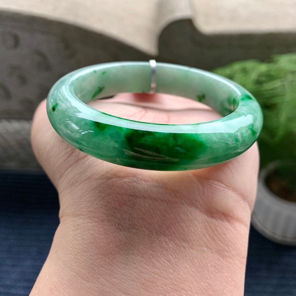 糯冰种飘花平安镯（57mm）（yc082269）