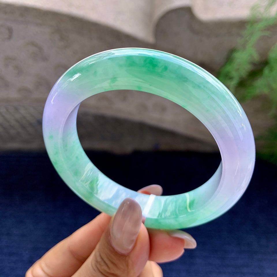 糯冰种春彩平安镯（55mm）（yc172336）