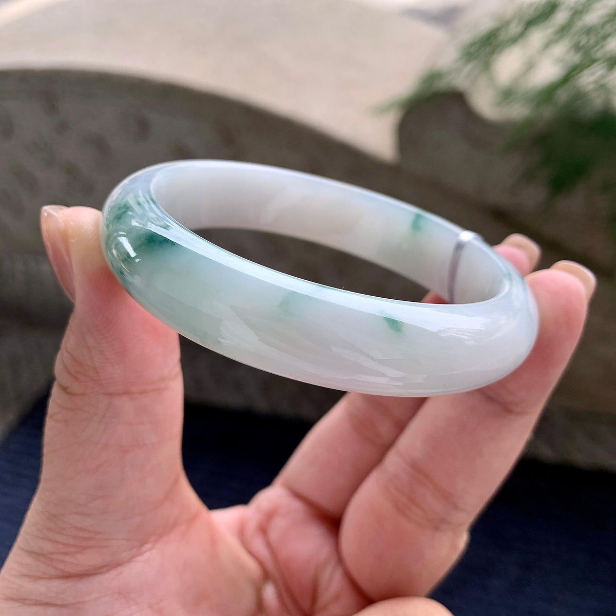 细糯种飘蓝花贵妃手镯 57.2圈口（yc707409）