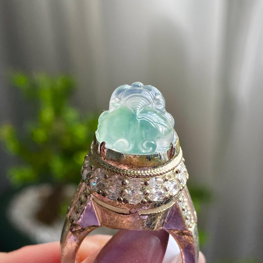 冰种飘花貔貅戒面裸石（yc199631）