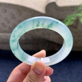 糯冰种飘蓝花平安镯（52mm）（yc169978）