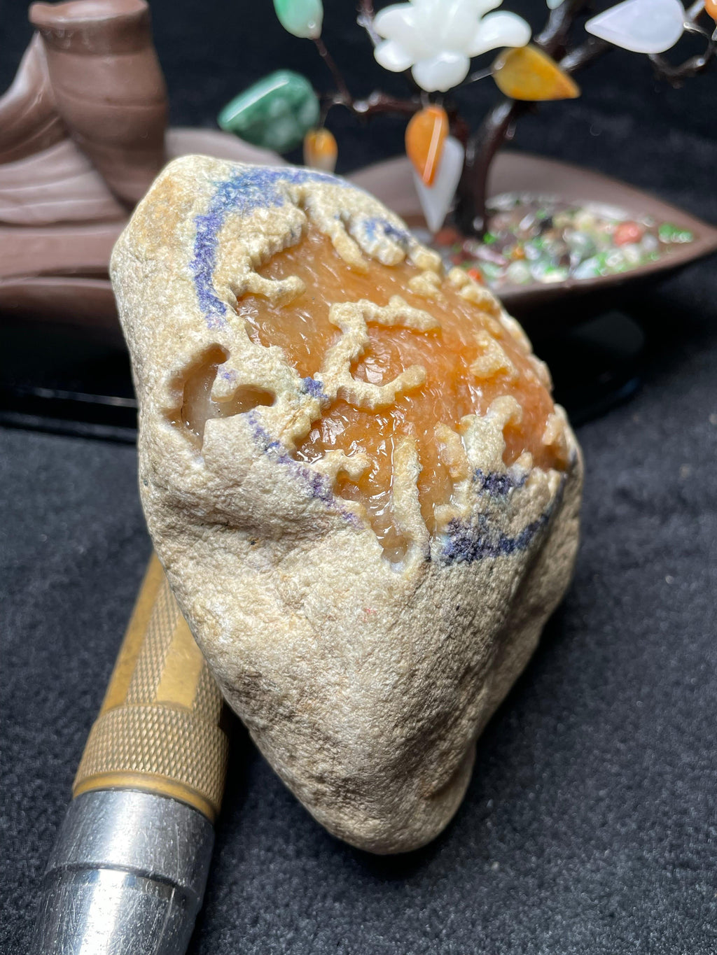 极品莫西沙开窗冰黄手镯料（yc504742）