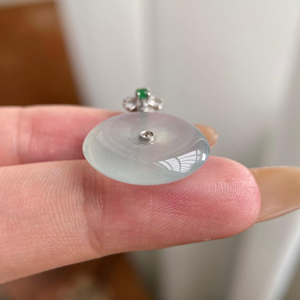 18k金钻镶冰种白月光平安扣吊坠（yc223795）