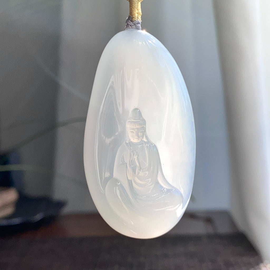 糯冰种白月光观音牌吊坠（yc265661）