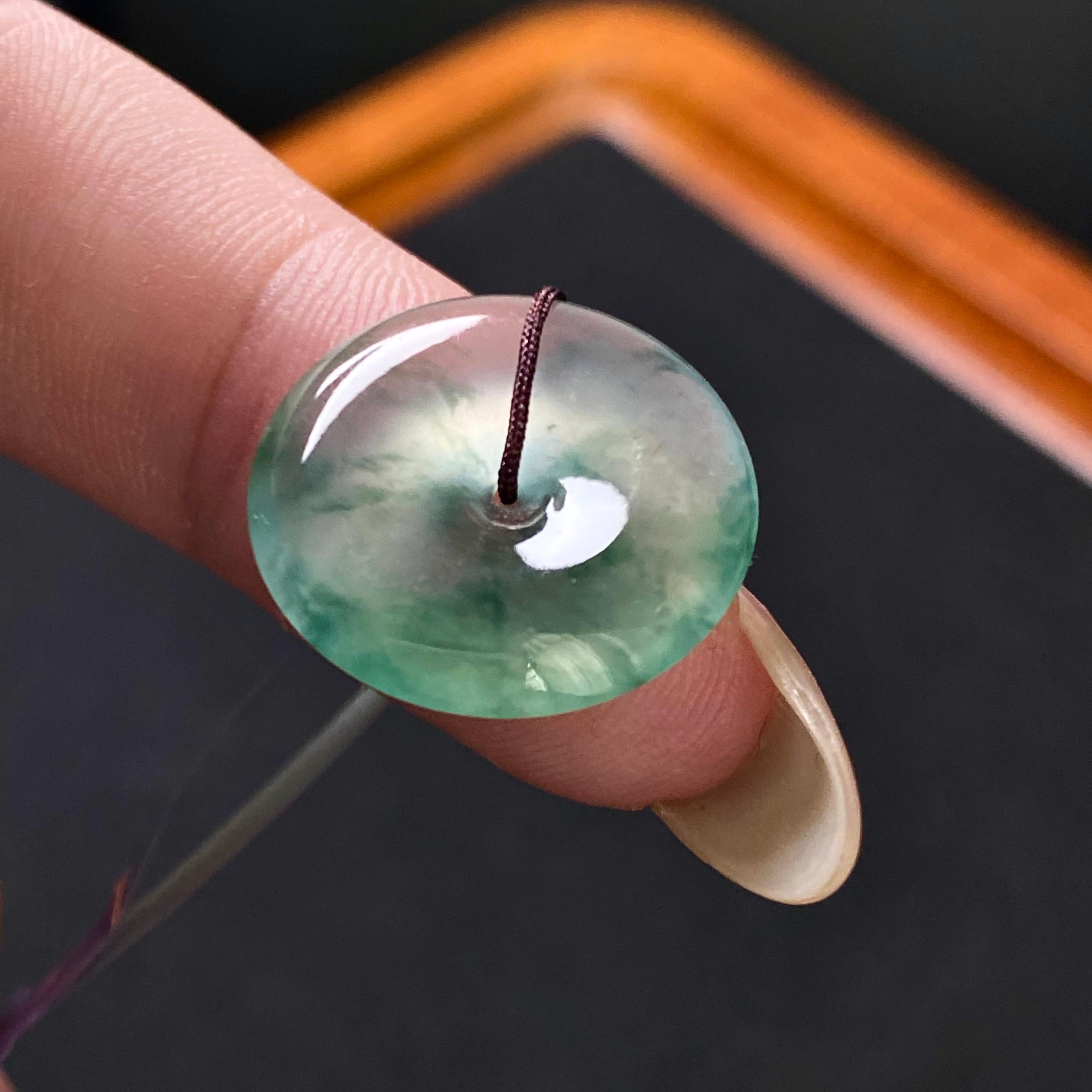 高冰种飘花平安扣吊坠（yc202317）