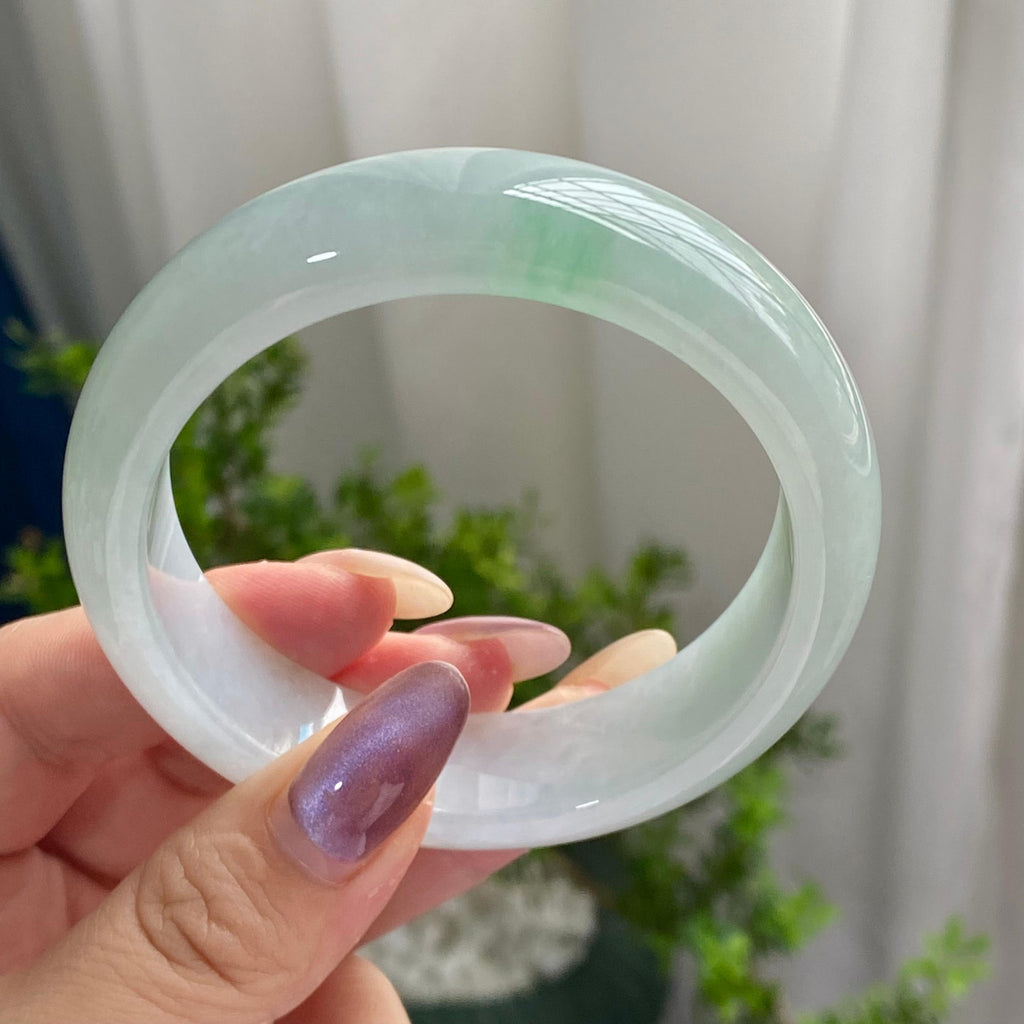 细糯种晴底飘花平安镯（57圈）（yc201910）