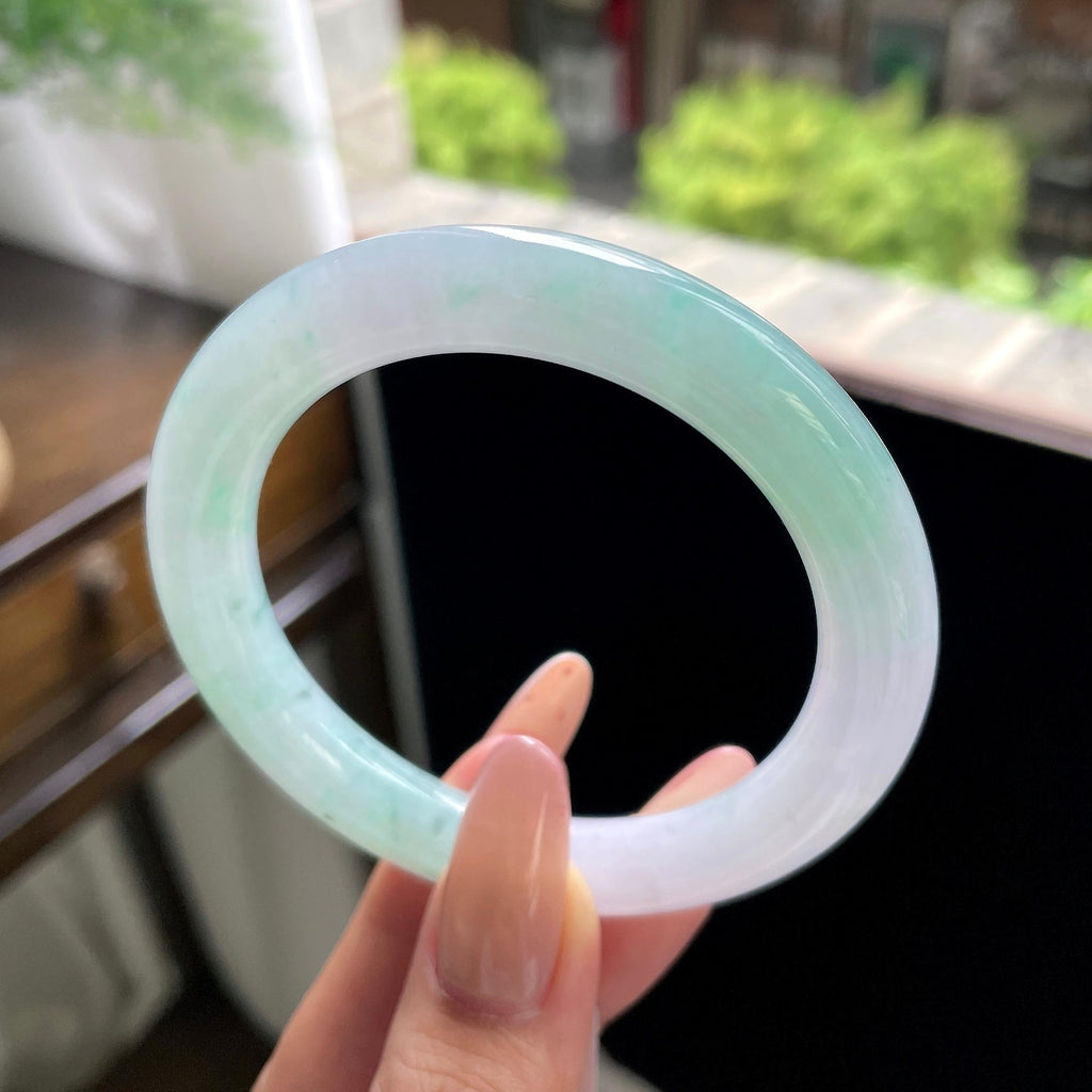 细糯种幻彩飘花圆条 55.5圈 天然缅甸A货翡翠（yc703279）