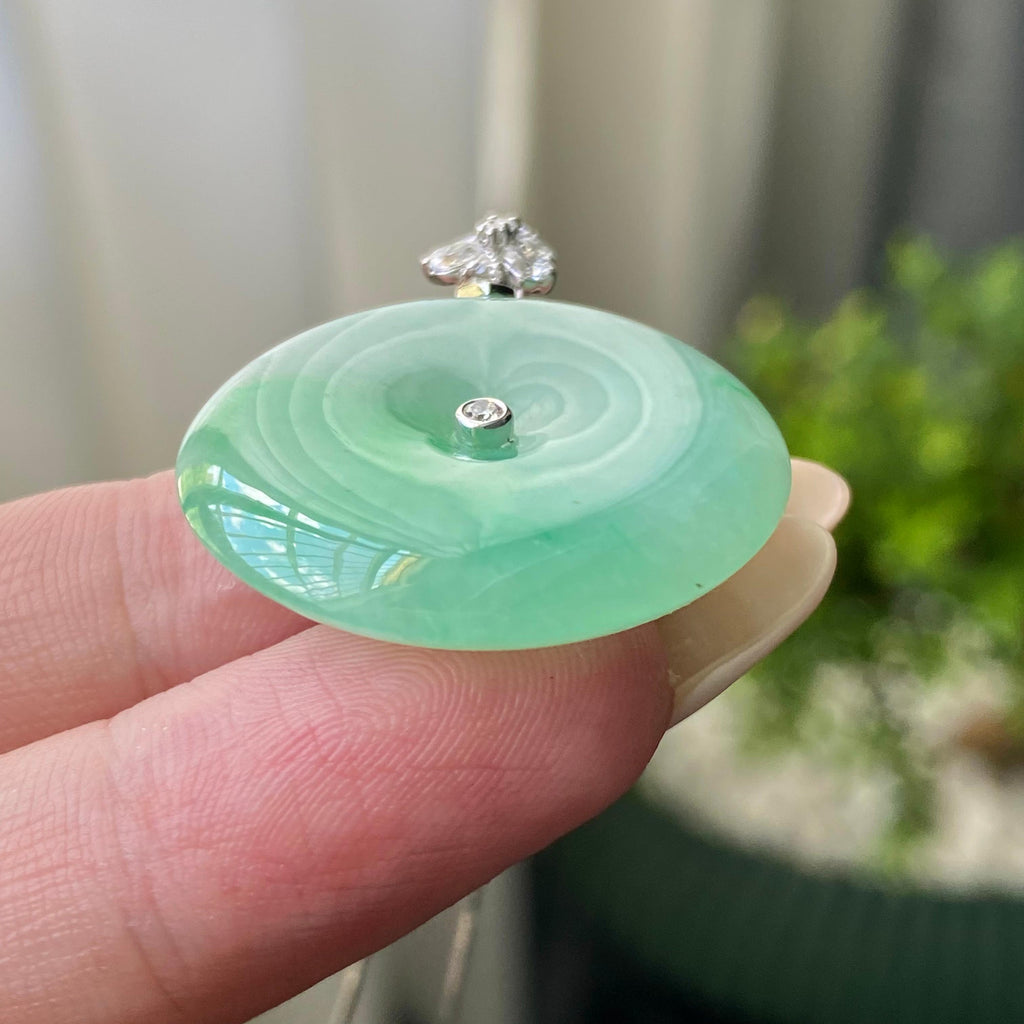 18k金钻镶细糯种飘花平安扣吊坠（yc206560）