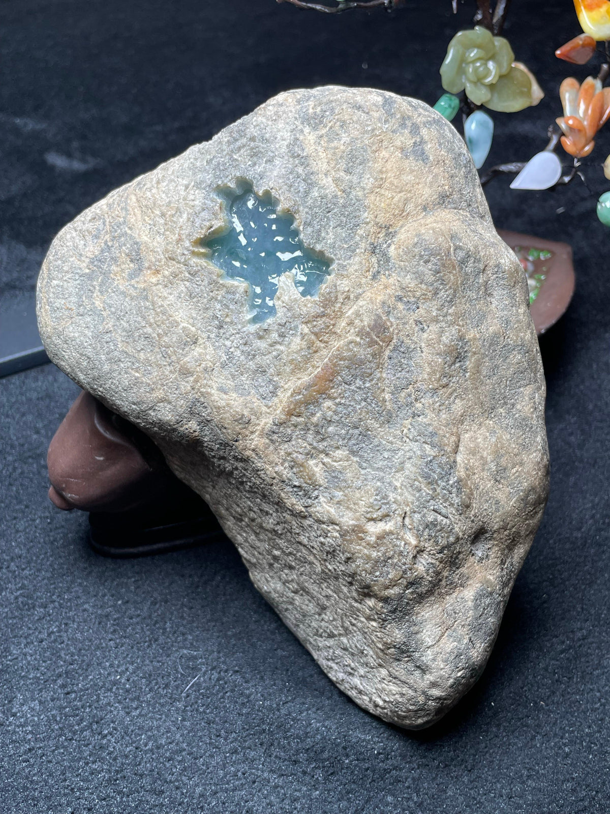 莫西沙开窗冰底飘花手镯料（yc537657）