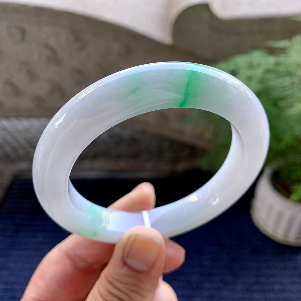 细糯种飘绿平安镯（57.7mm）（yc098531）
