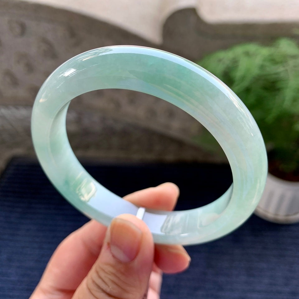 细糯种带蓝底平安镯（58.5mm）（yc080885）