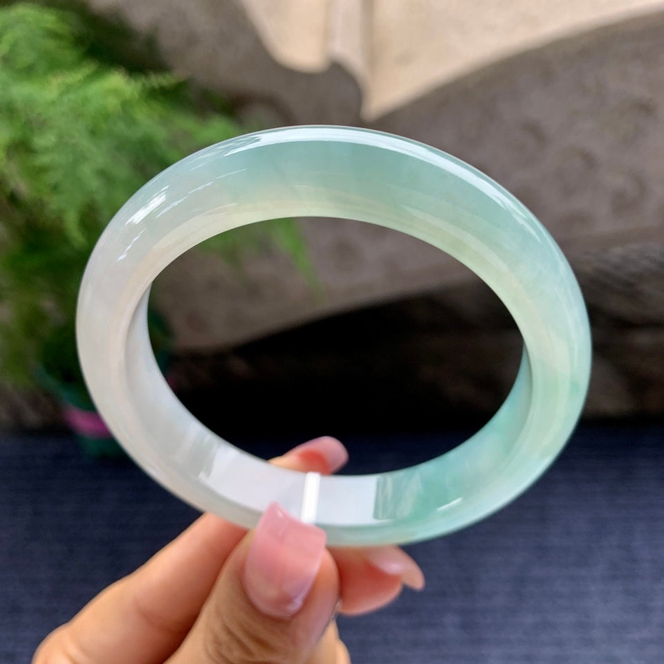 糯冰种蓝水平安镯（57.6mm）（yc097374）