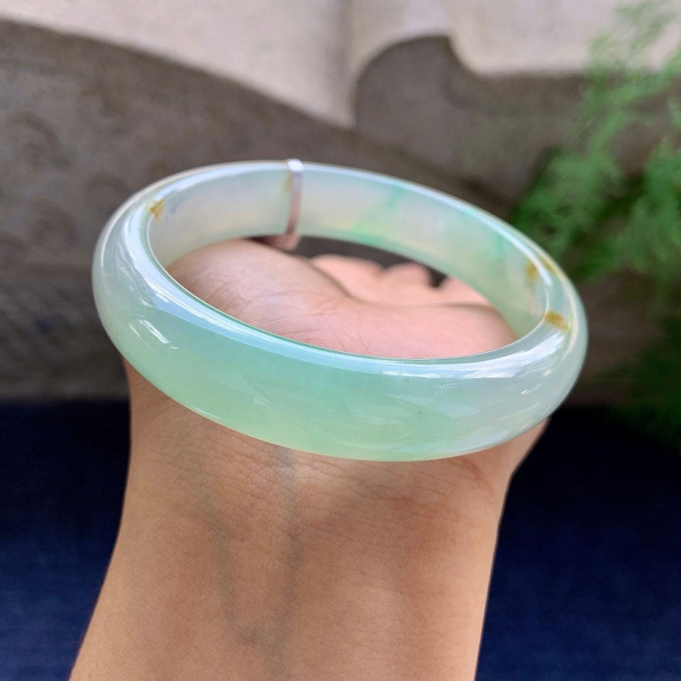 糯冰种晴水飘黄翡平安镯（58.8mm）（yc172334）