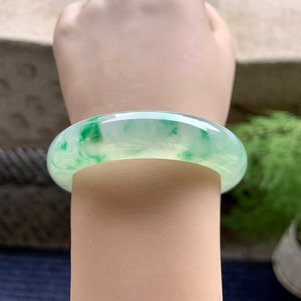 糯冰种飘花平安镯（51.2mm）（yc096244）