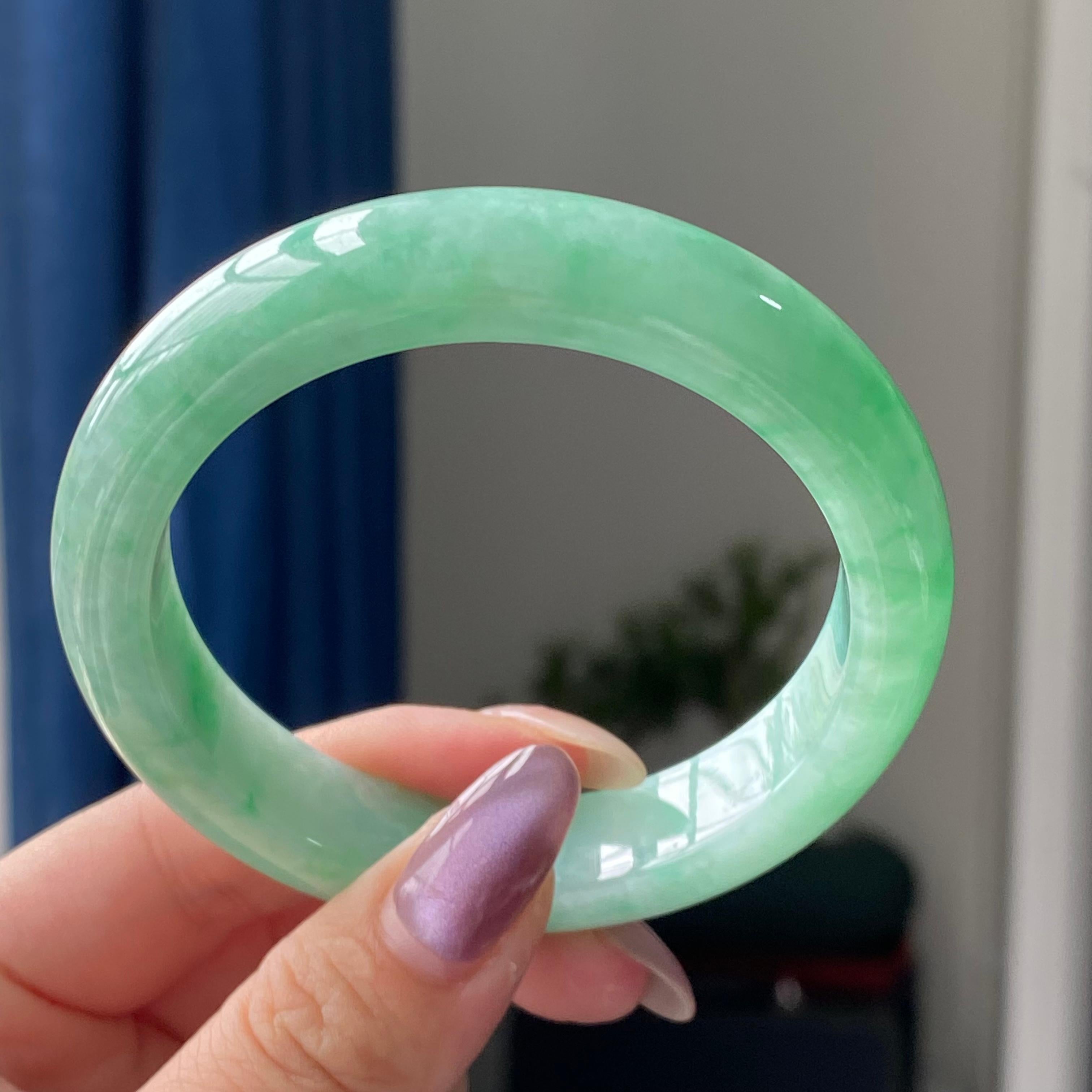 细糯种满绿平安镯手镯（57圈）（yc196859）