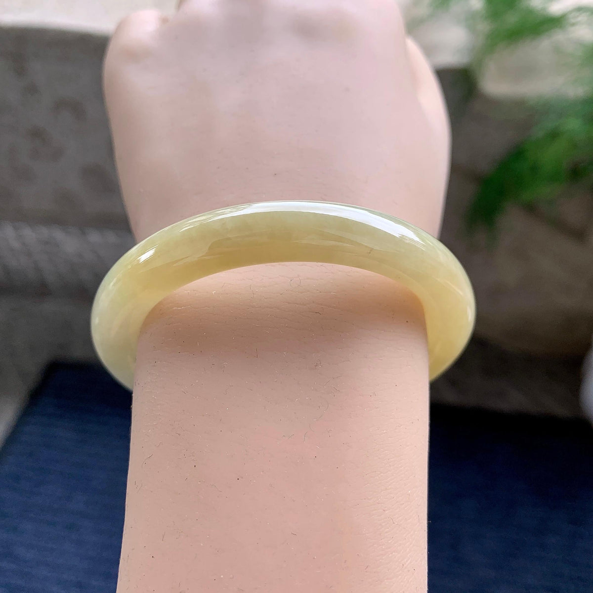 小圈口 细糯种黄翡圆条手镯 49.6圈口 天然缅甸A货翡翠（yc703337）