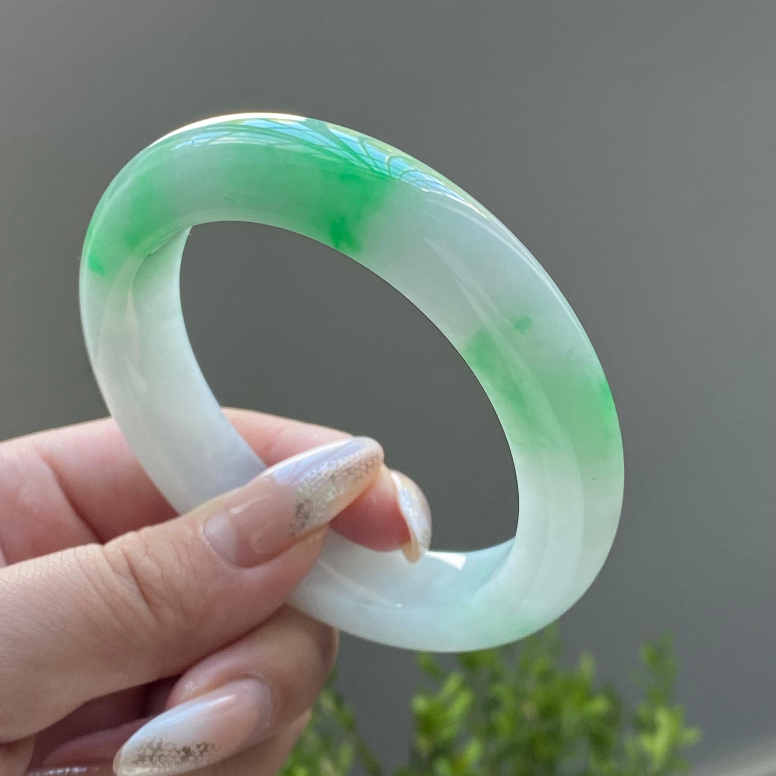 细糯种白底青平安镯（56圈）（yc225409）