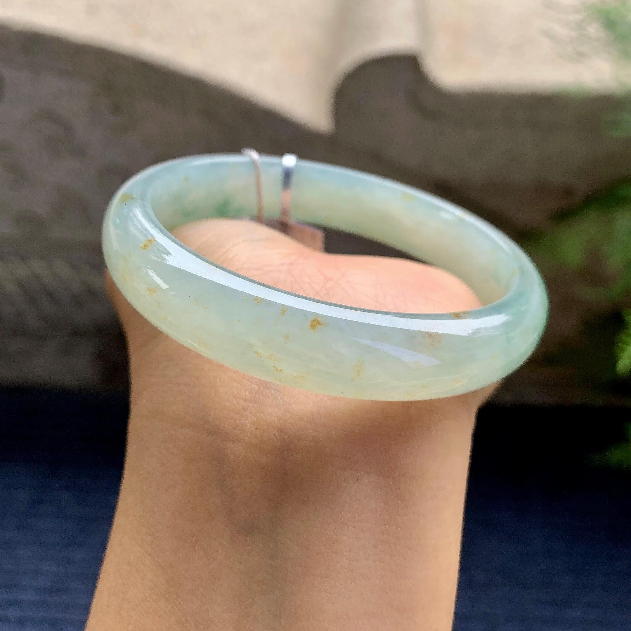 糯冰种晴水飘黄翡平安镯（58.3mm）（yc280874）