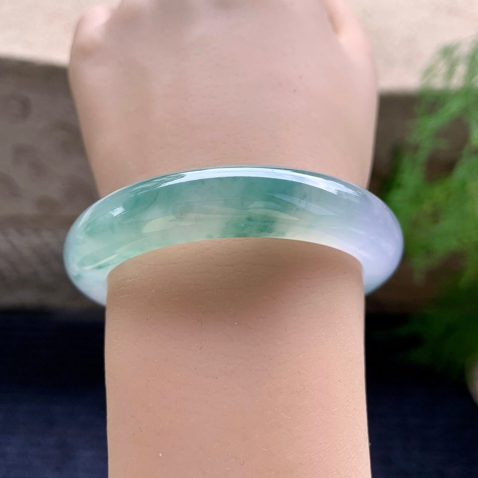 糯冰种紫罗兰飘花平安镯（52.8mm）（yc173916）