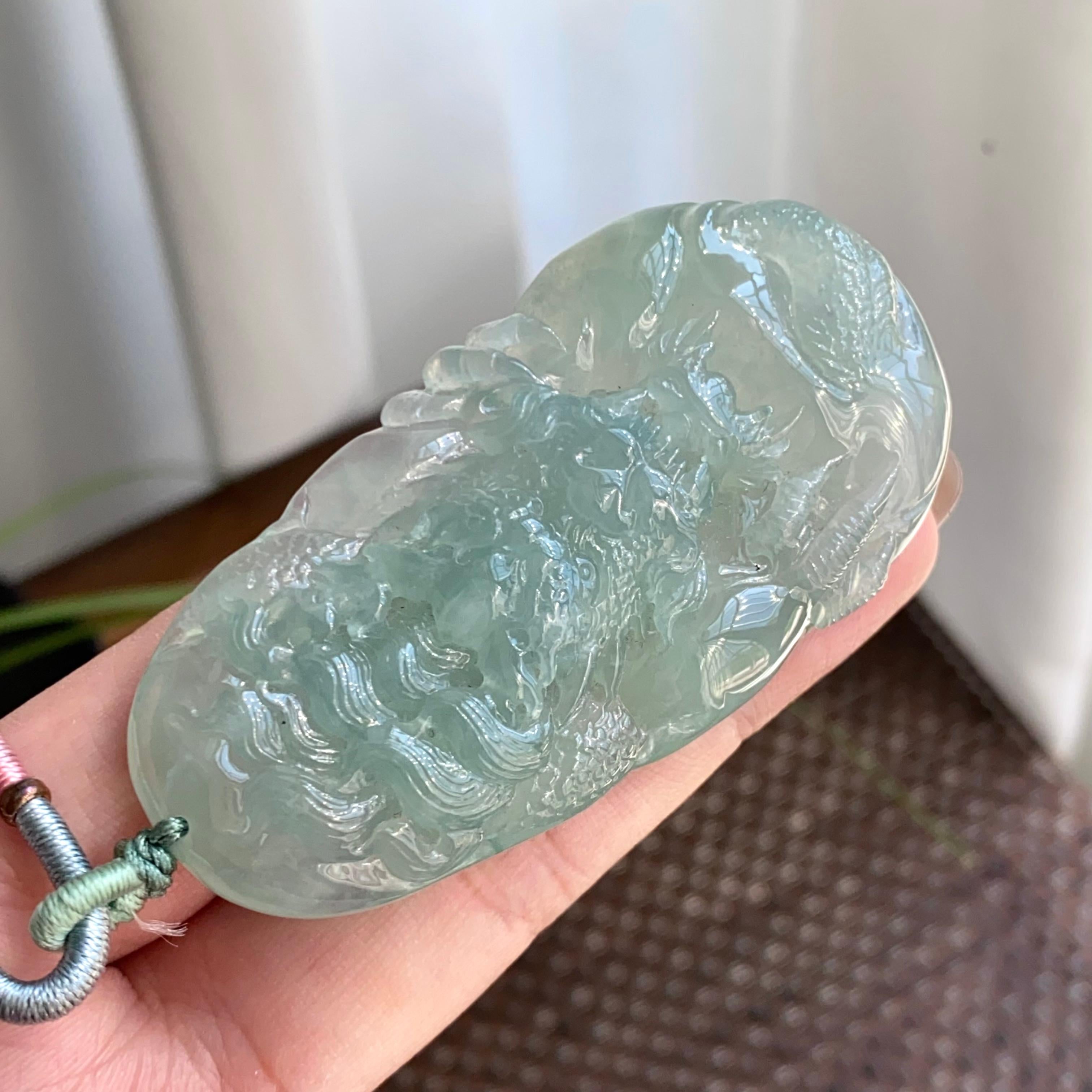 冰种晴底龙牌吊坠（yc265659）