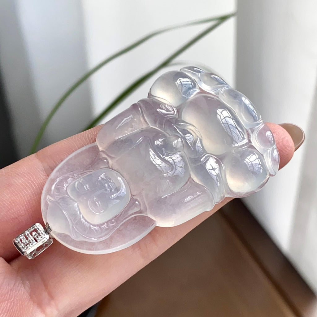 18k金钻镶冰种白月光观音吊坠（yc262753）