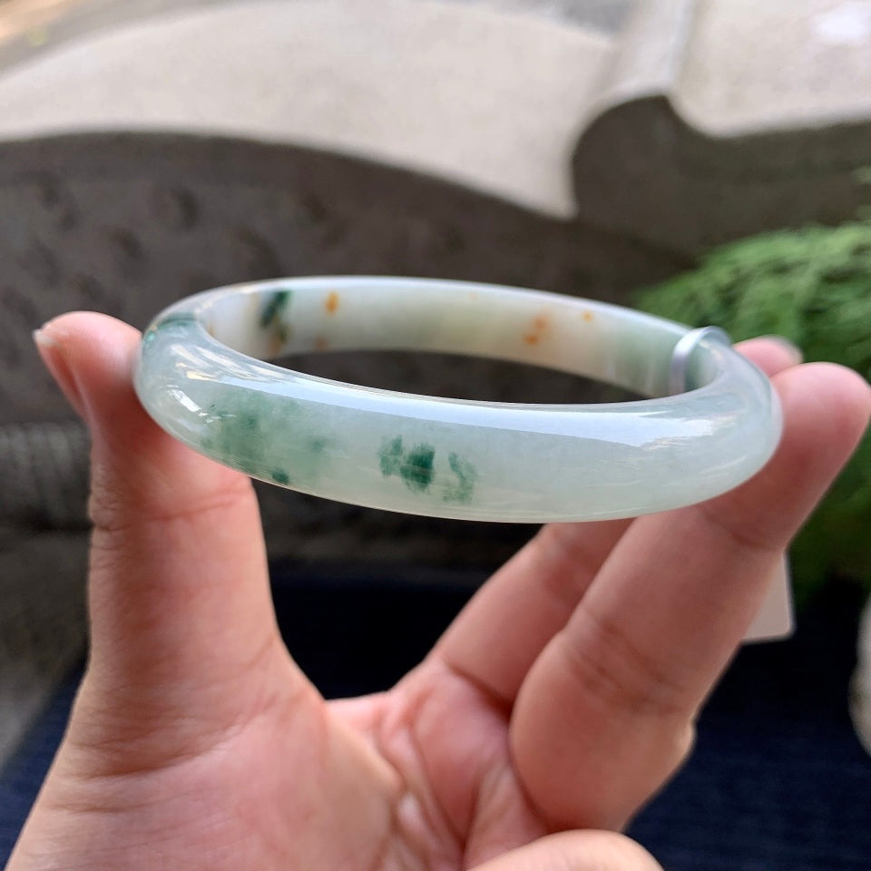 细糯种飘花洒金平安镯（64mm）（yc093343）