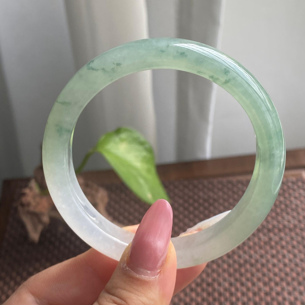 糯冰种飘花正圈手镯（59圈）（yc280809）