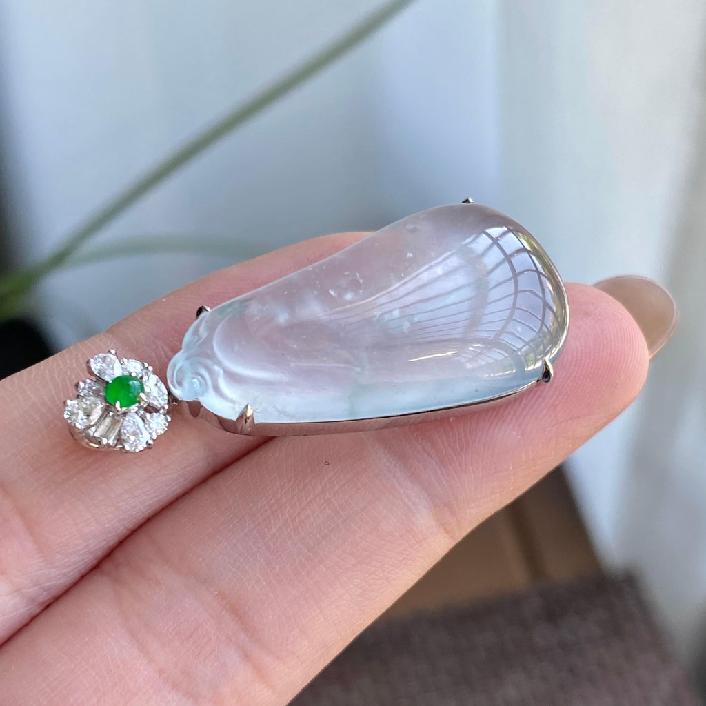 18k金钻镶冰种雪花棉福瓜吊坠（yc266151）