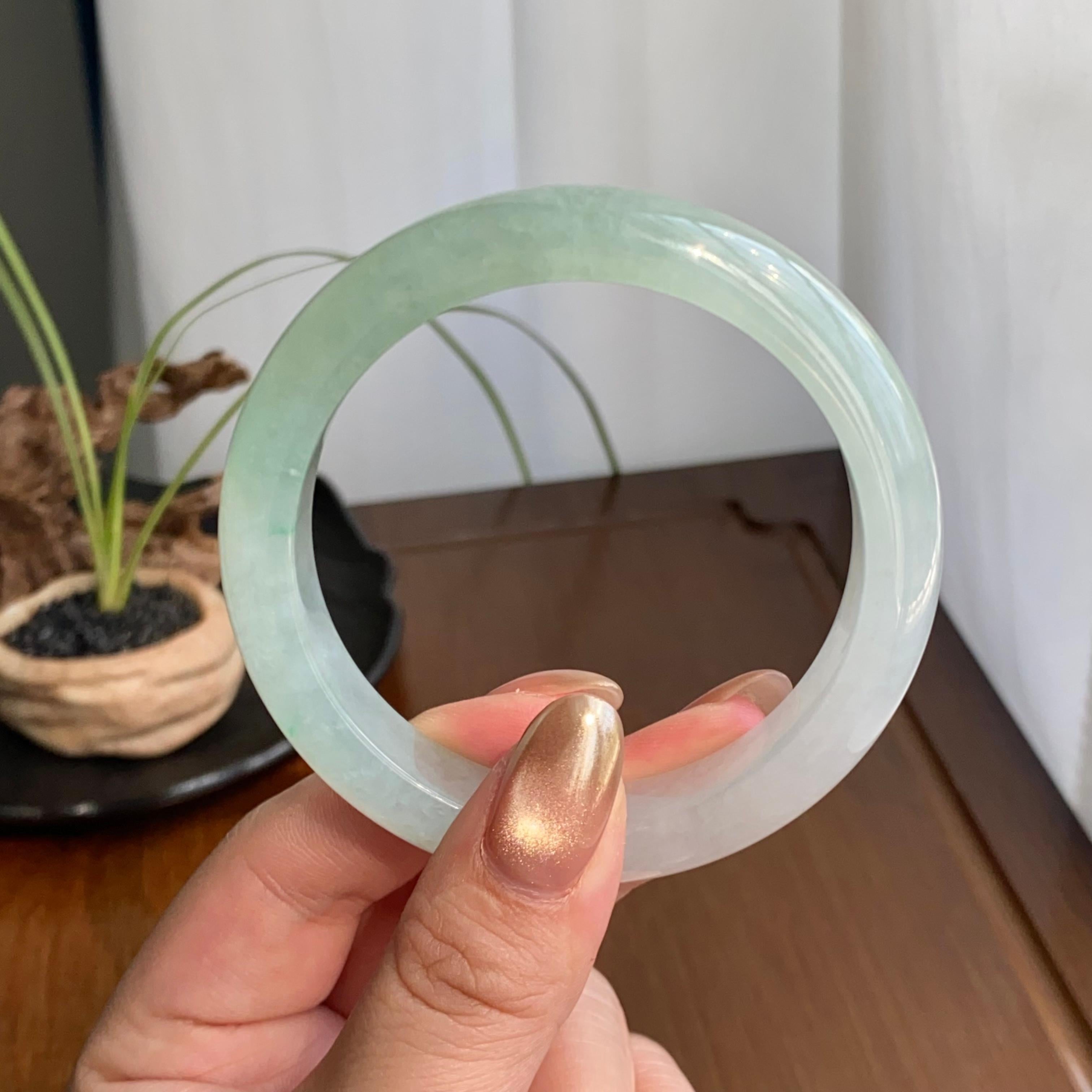 糯冰种半山水平安镯（56圈）（yc259104）