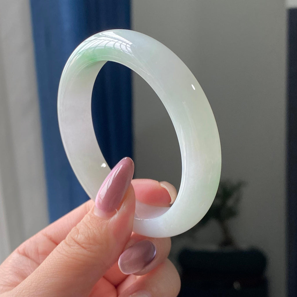 细糯种白底青平安镯手镯（55圈）（yc195718）