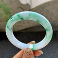 糯种飘绿花翡翠平安镯（57.2mm）（yc029120）