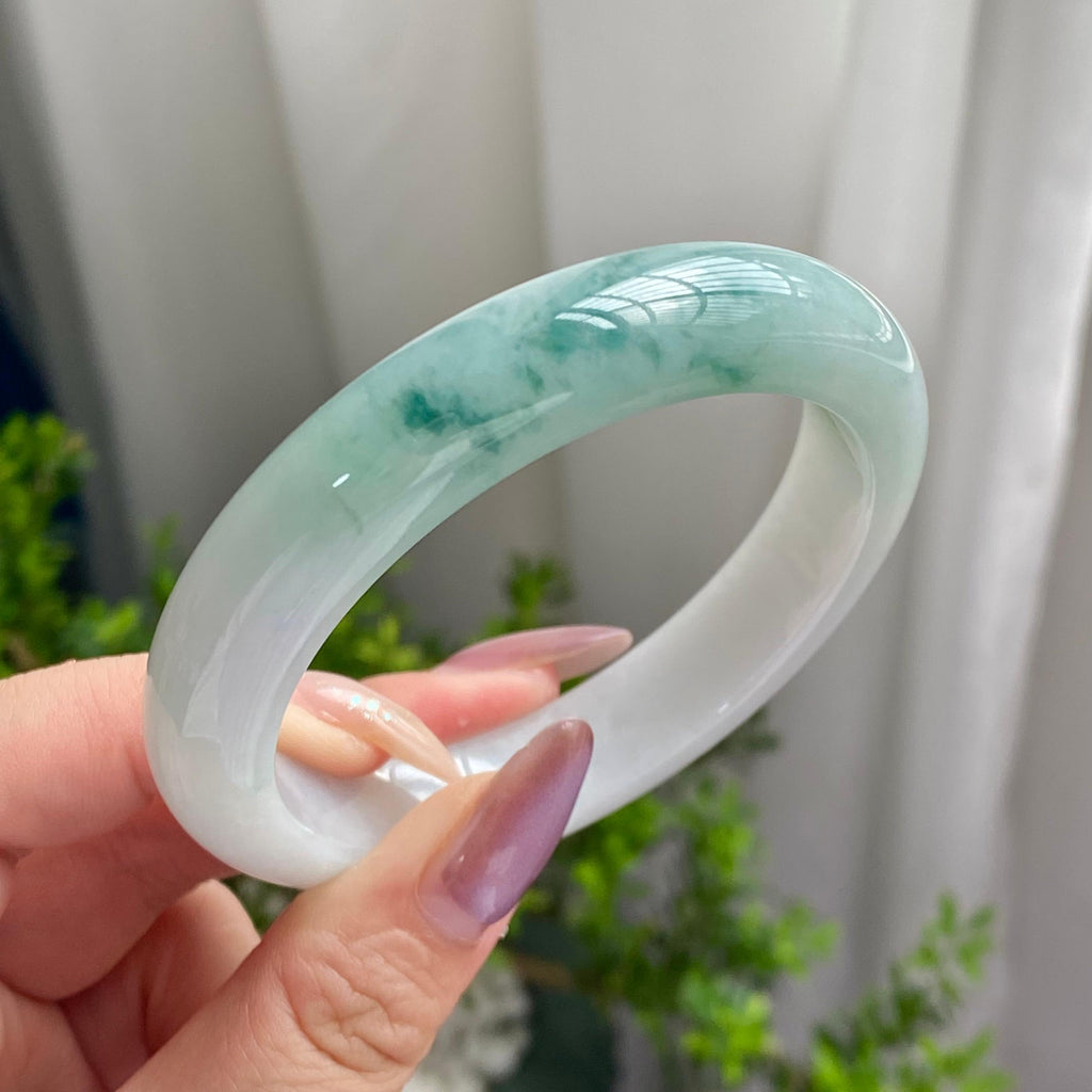 细糯种蓝底飘花平安镯（58圈）（yc201916）