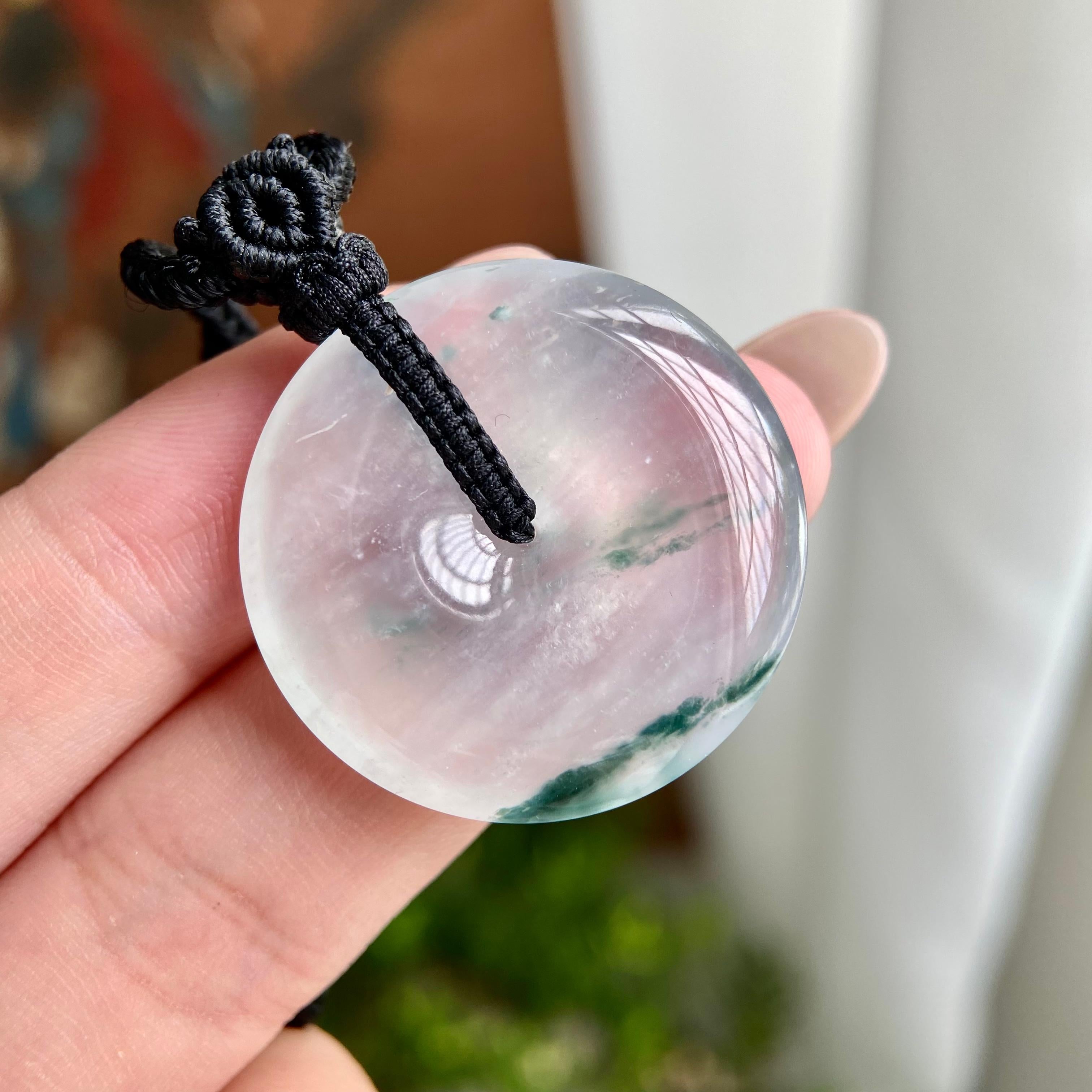 高冰种飘花平安扣吊坠（yc230169）