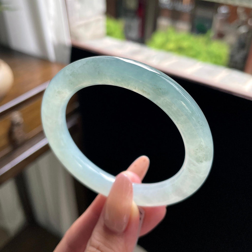 糯冰种冰蓝水圆条 53.5圈 天然缅甸A货翡翠（yc696425）