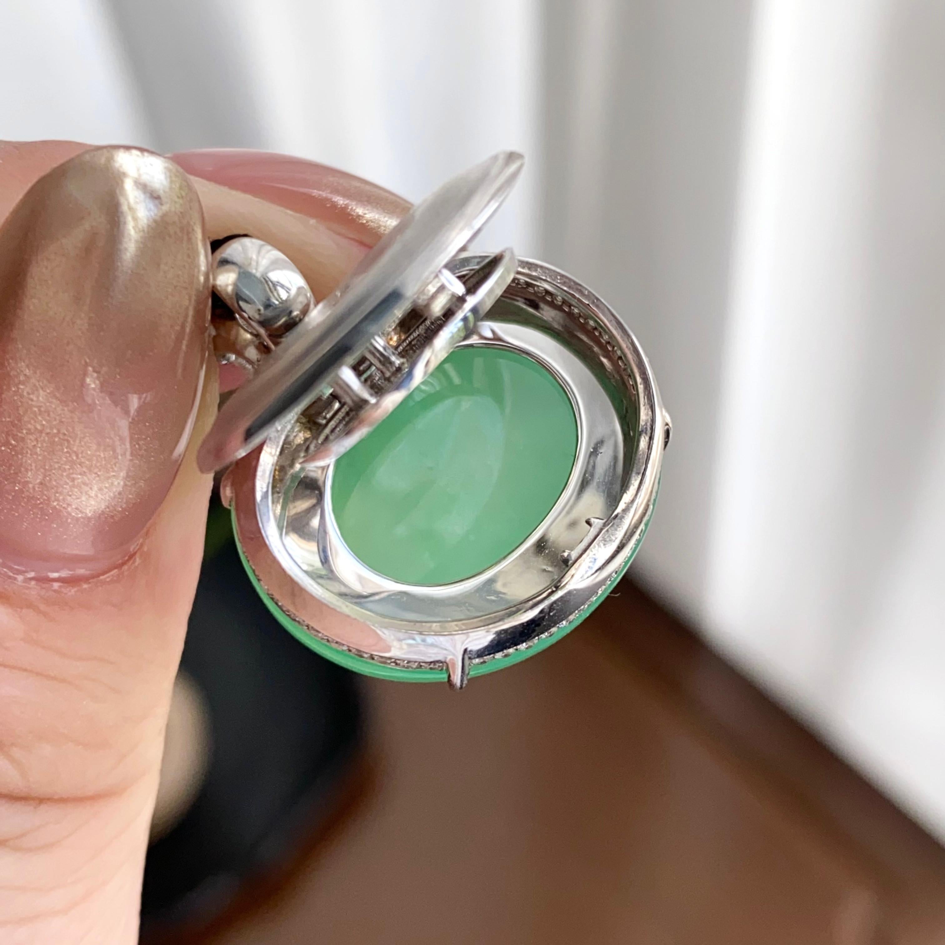 18k金钻镶冰种果绿苹果吊坠（yc258285）